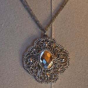 Silver Medallion Costume Jewelry Necklace